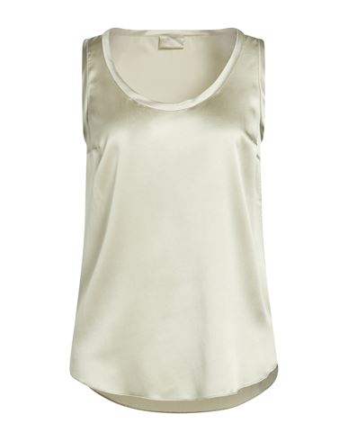 Woman Top Sage green Size L Silk, Elastane