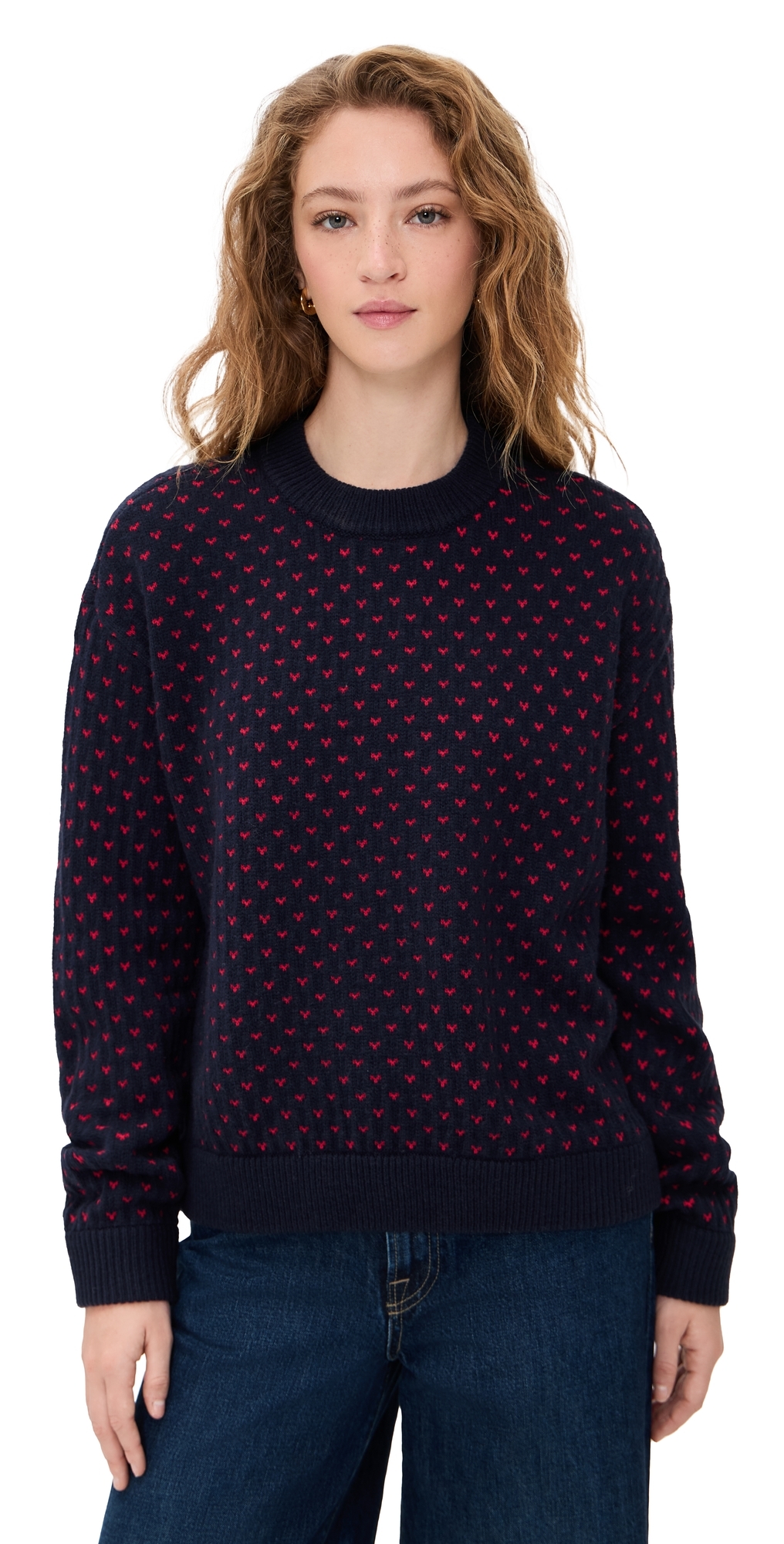 Hanna Sweater Navy Red Hearts