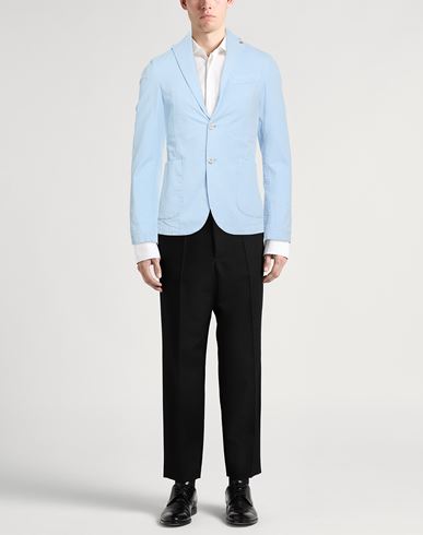 Man Blazer Sky blue Size 38 Cotton, Elastane