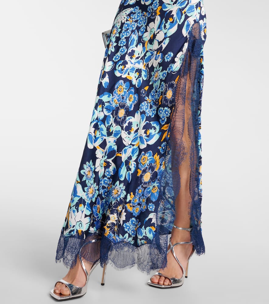 Floral lace-trimmed slip dress