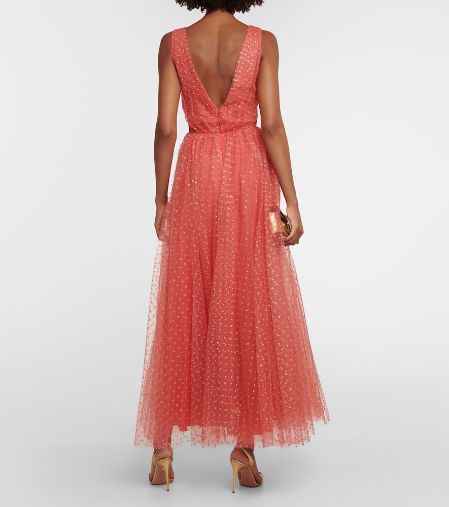 Monique Lhuillier Embellished tulle maxi gown