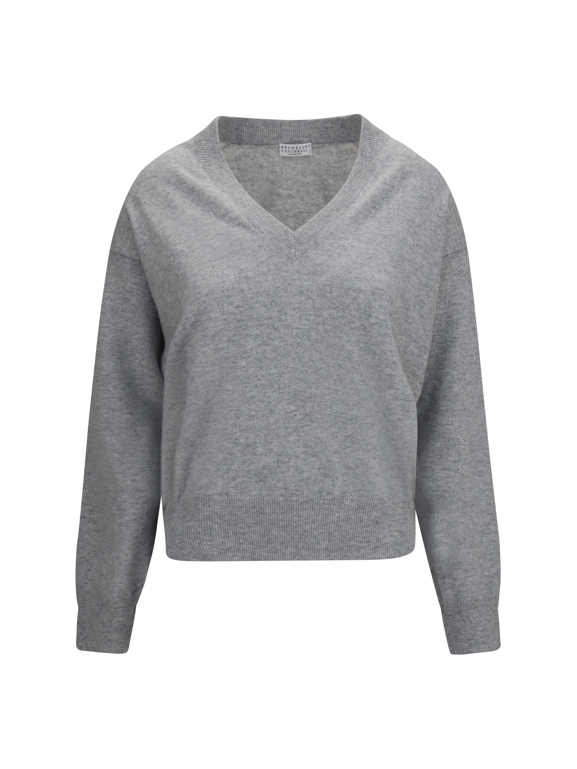 V-Neck Cashmere Sweater — Gray