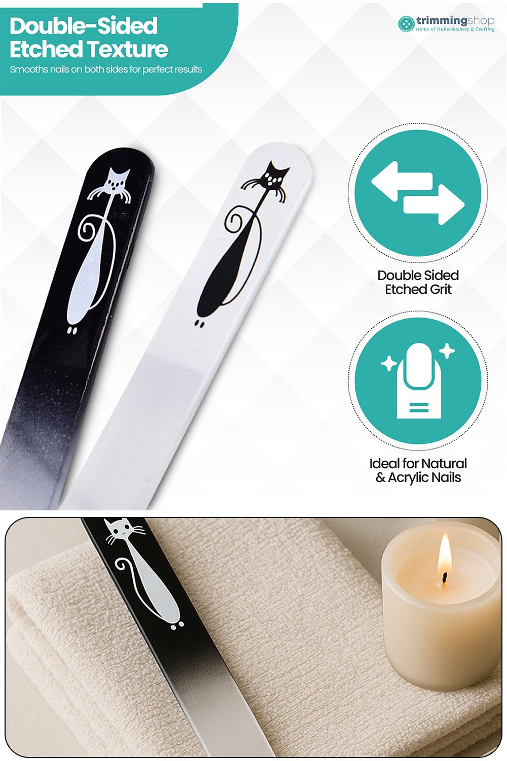 Neel Blue Black & White Glass Nail File Set, Crystal Double Sided - 5.5