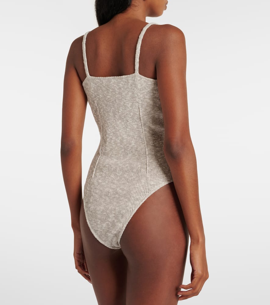 Knitted linen and cotton bodysuit