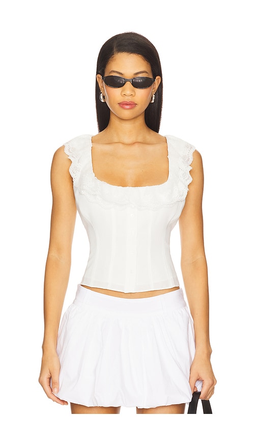 GUIZIO Paloma Lace Top in White. XXS. Also in