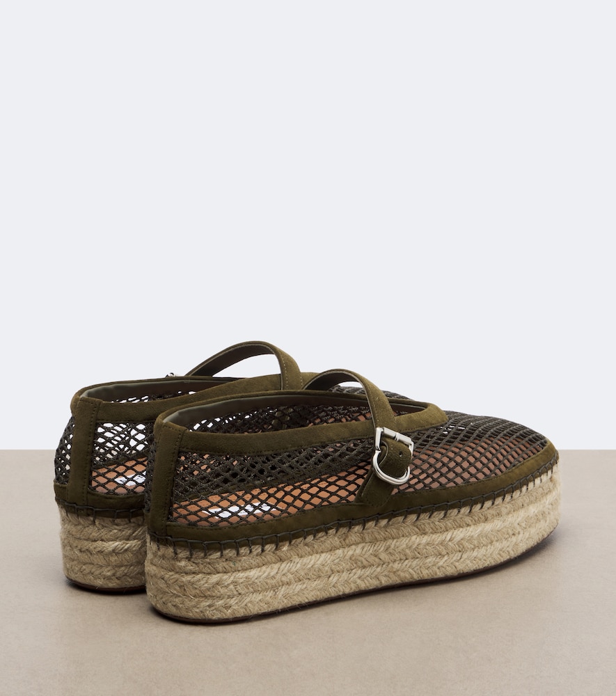 Alaïa Suede-trimmed fishnet espadrilles