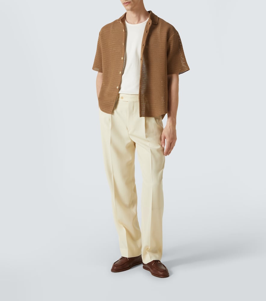 Knitted cotton mesh shirt