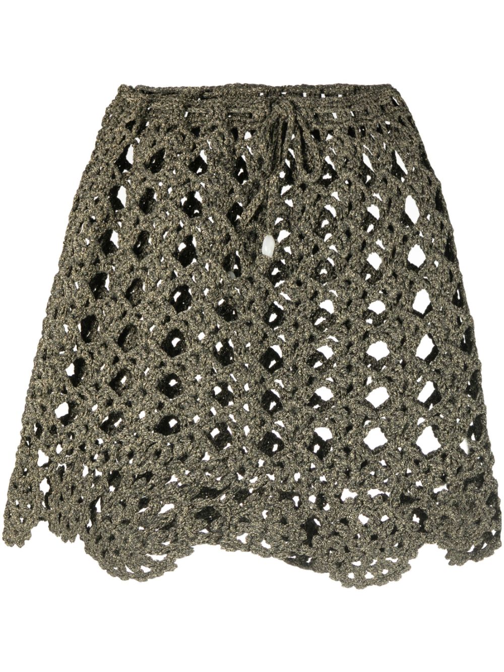 Crochet-knit miniskirt - Black
