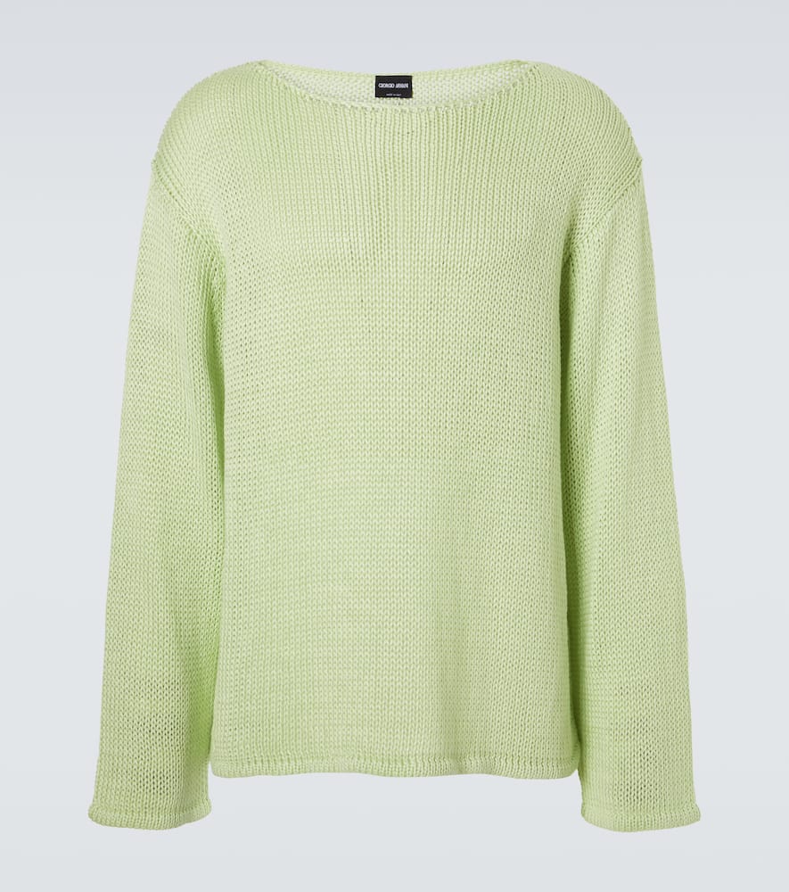 Open-knit linen-blend sweater