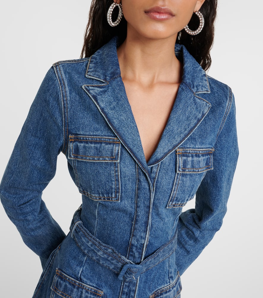 Self-Portrait Belted denim midi dress