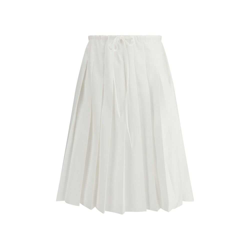 Pleated Cotton Skirt — White