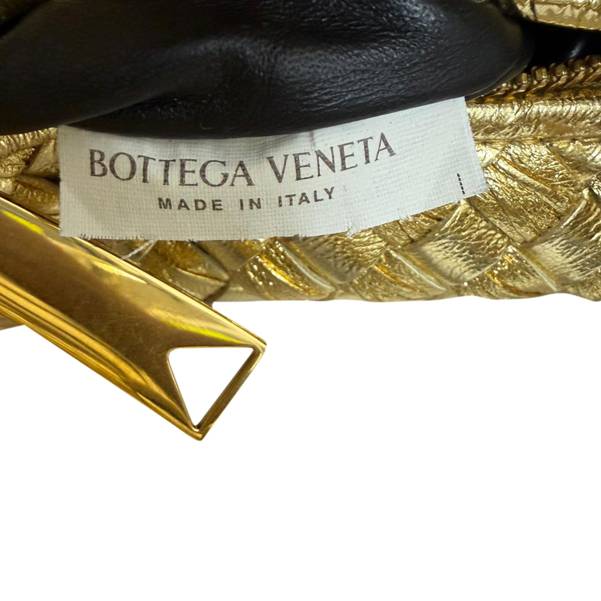 Bottega Veneta Preloved Metallic Intrecciato Mini Jodie In Gold Nappa Leather In Metallic Gold
