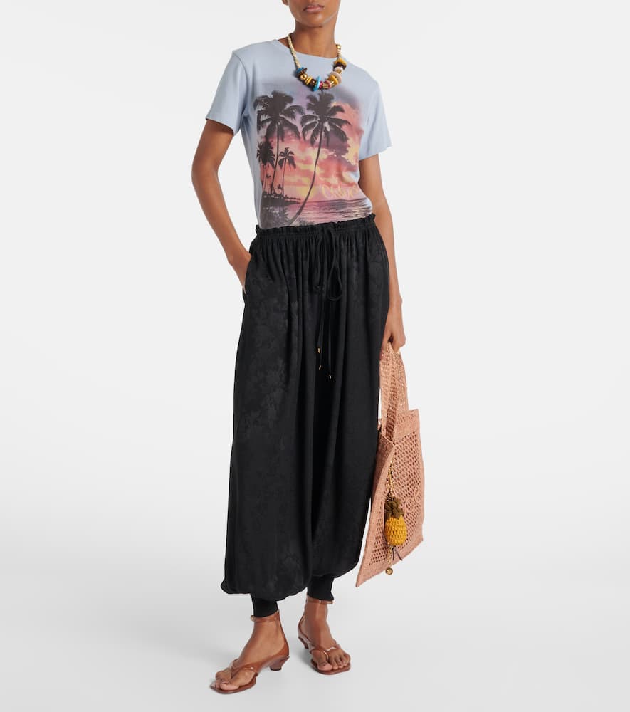 Chloé Silk jacquard wide-leg pants