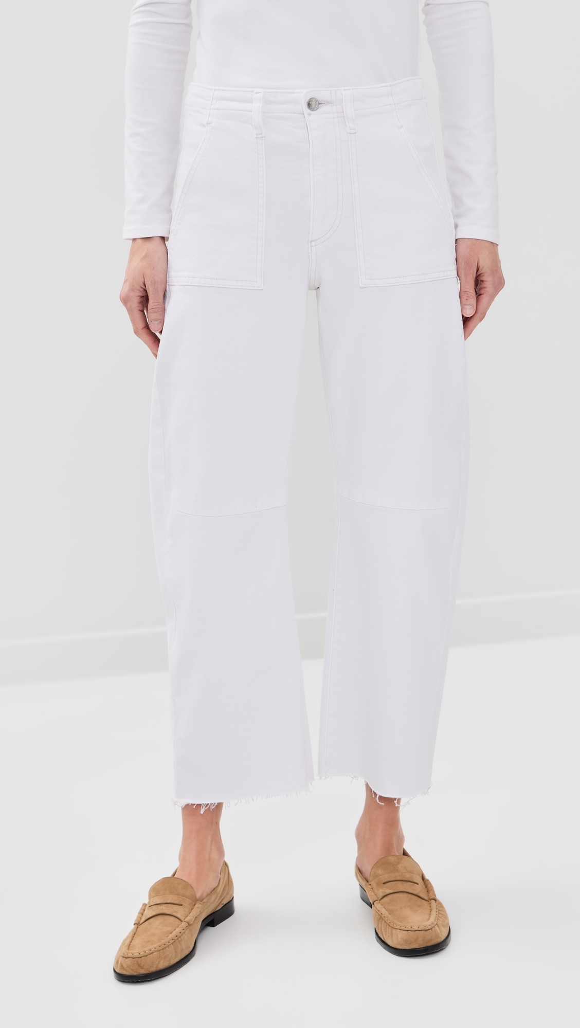 Petite Utility Jeans White