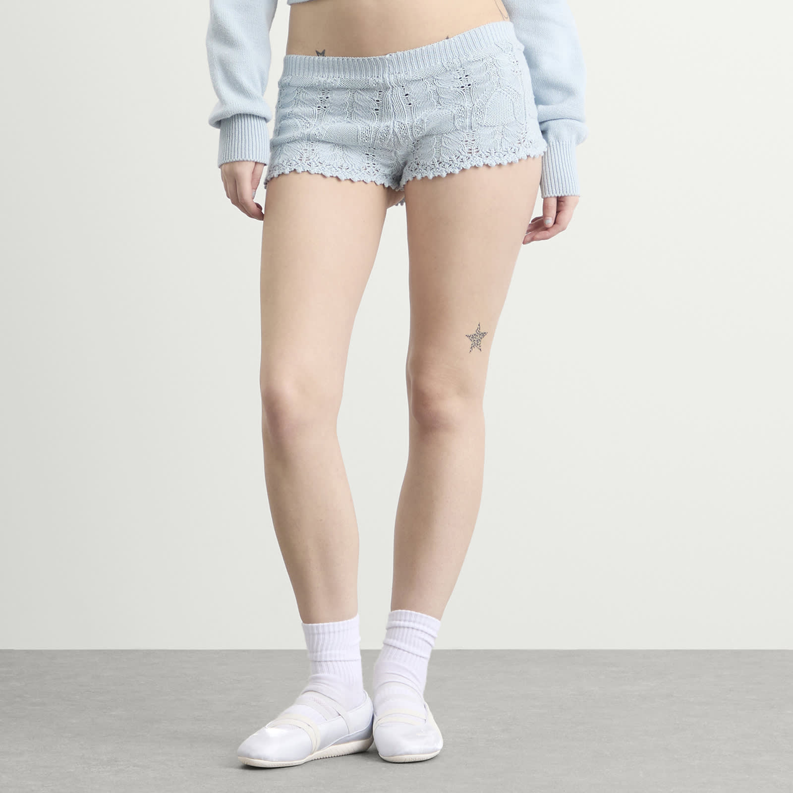 Women's Lace Knit Shorts in Bluewish