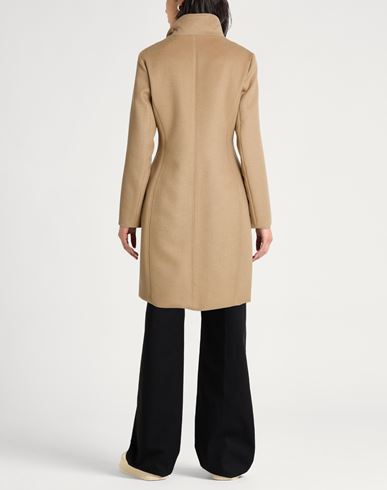 Woman Coat Sand Size 4 Virgin Wool, Cashmere