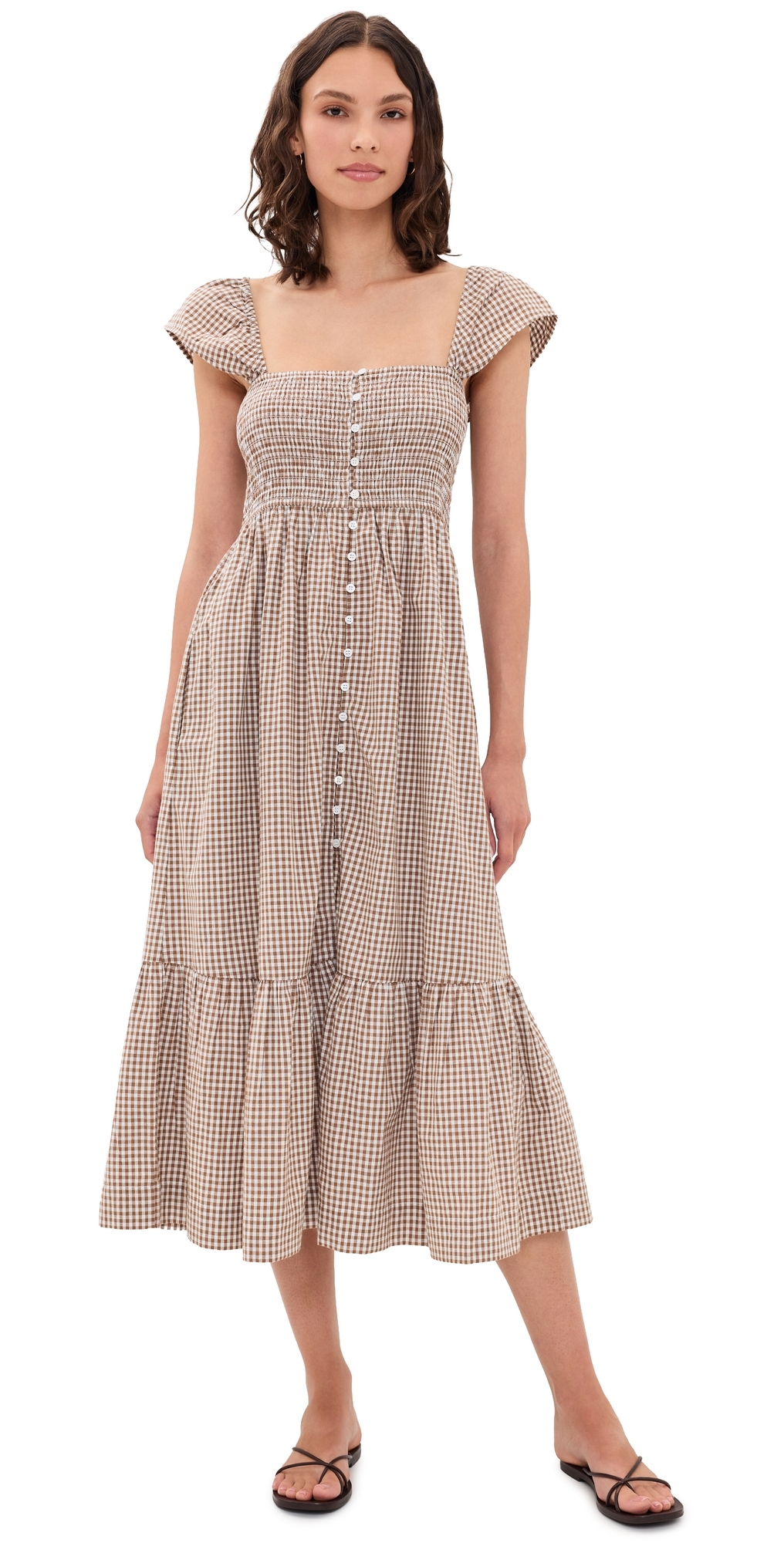 Celine Gingham Dress Mocha Mini Gingham