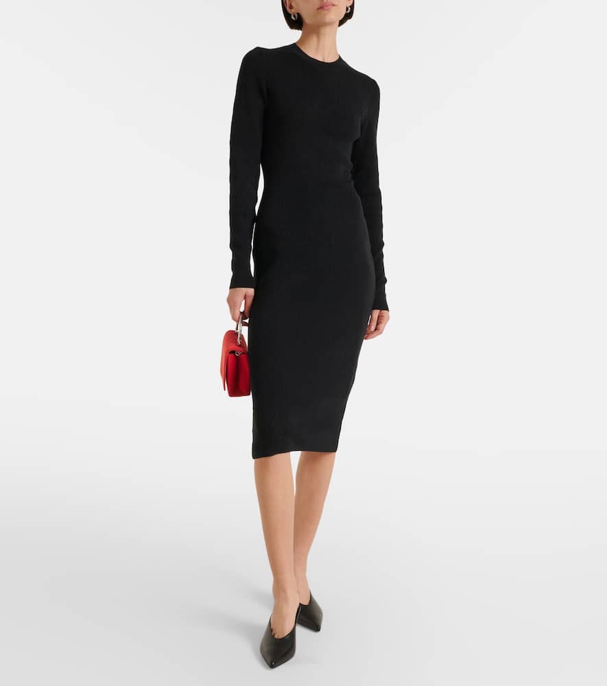 Knitted cotton and wool midi dress