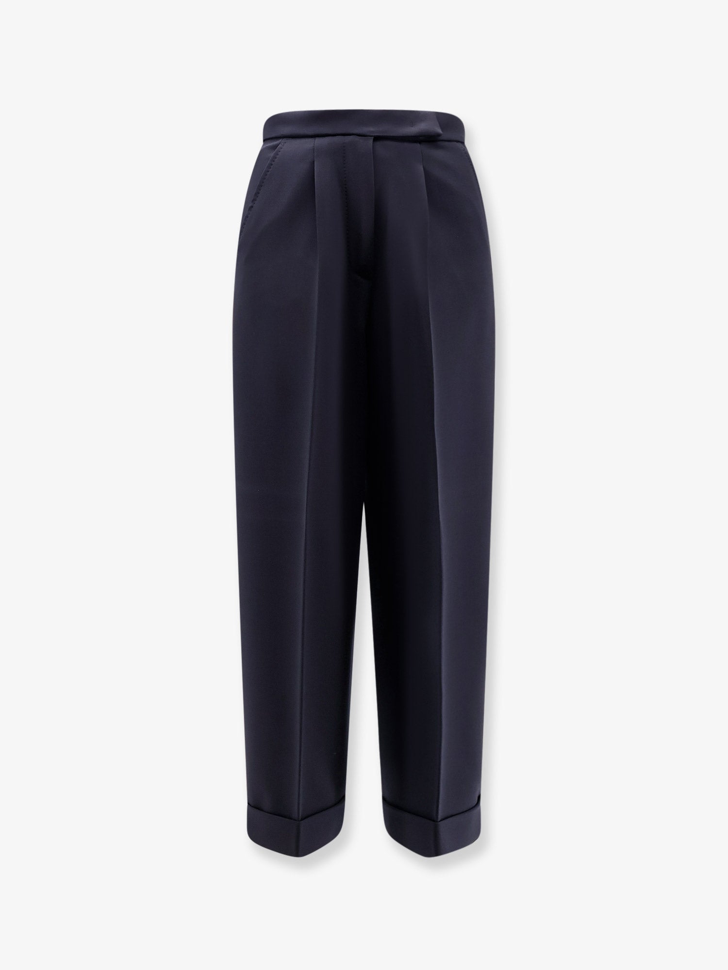 Virgin Wool Wide-Leg Trousers — Blue