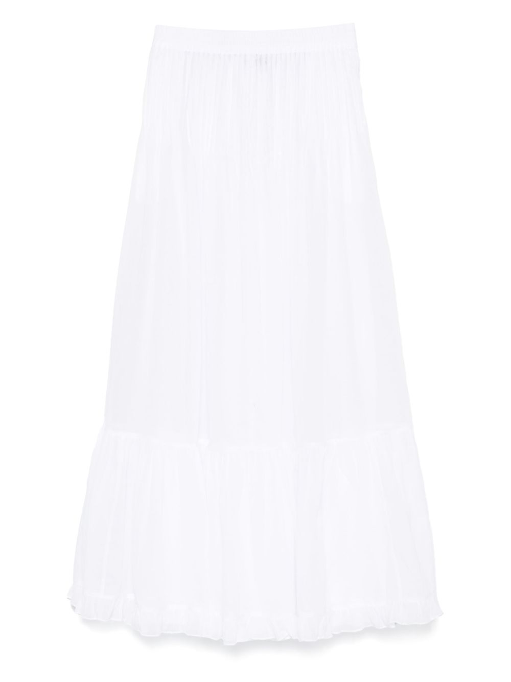 Pleated ruffled maxi skirt - White