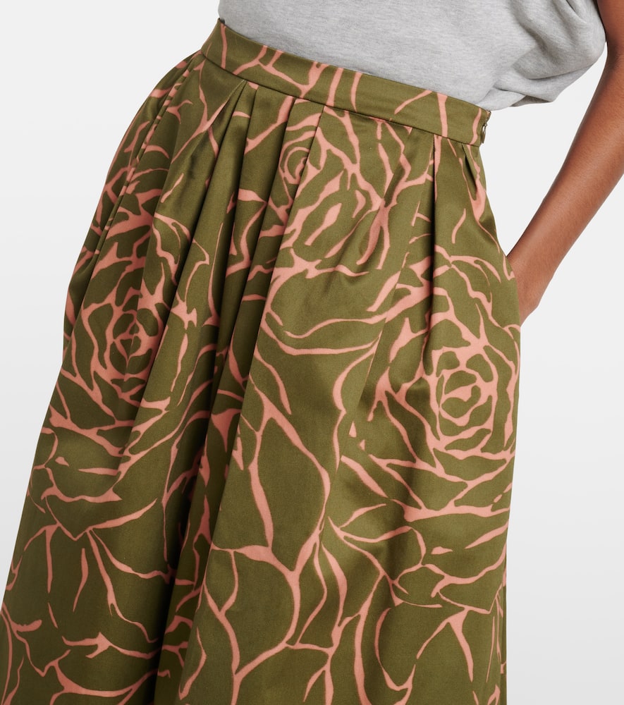Floral cotton midi skirt