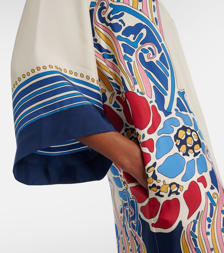 Printed silk satin kaftan