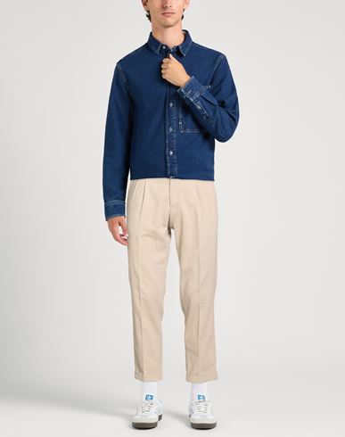 Man Pants Beige Size 34 Cotton, Elastane