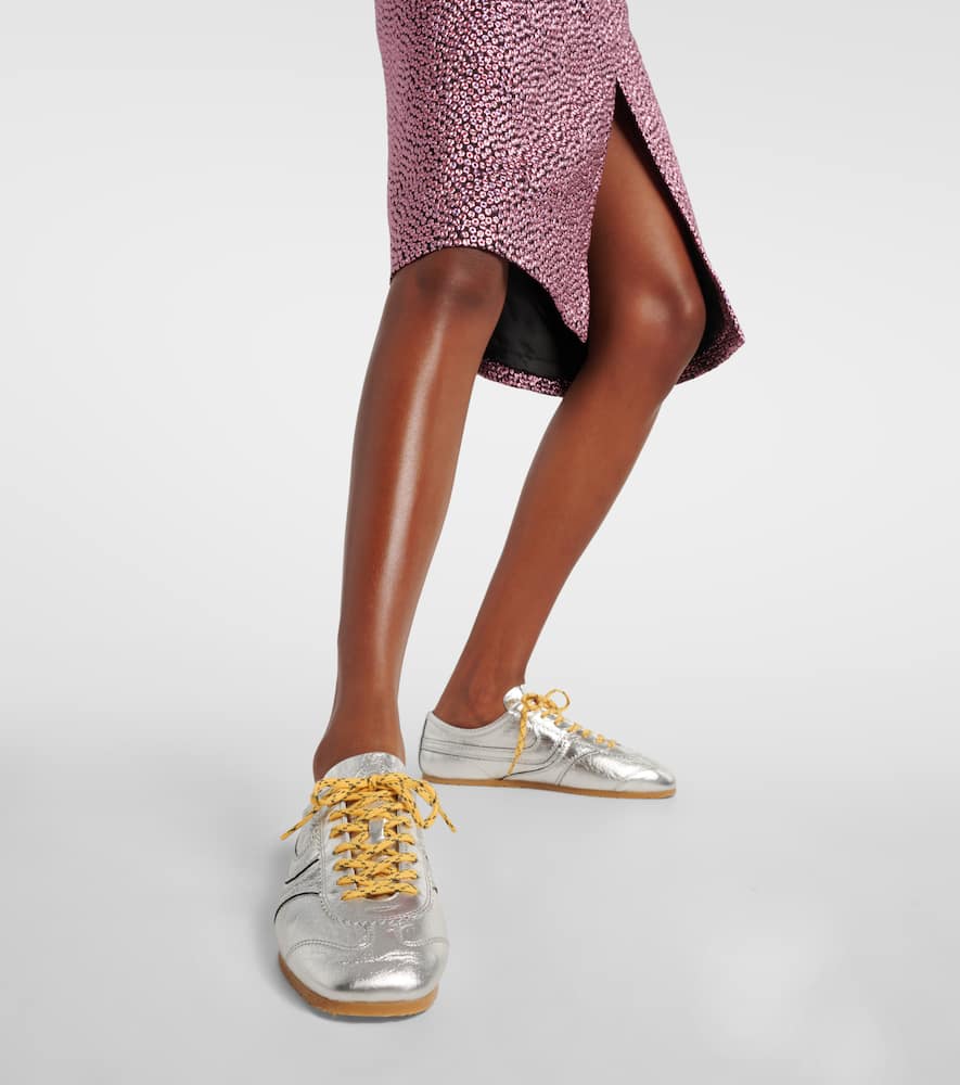 Metallic leather sneakers