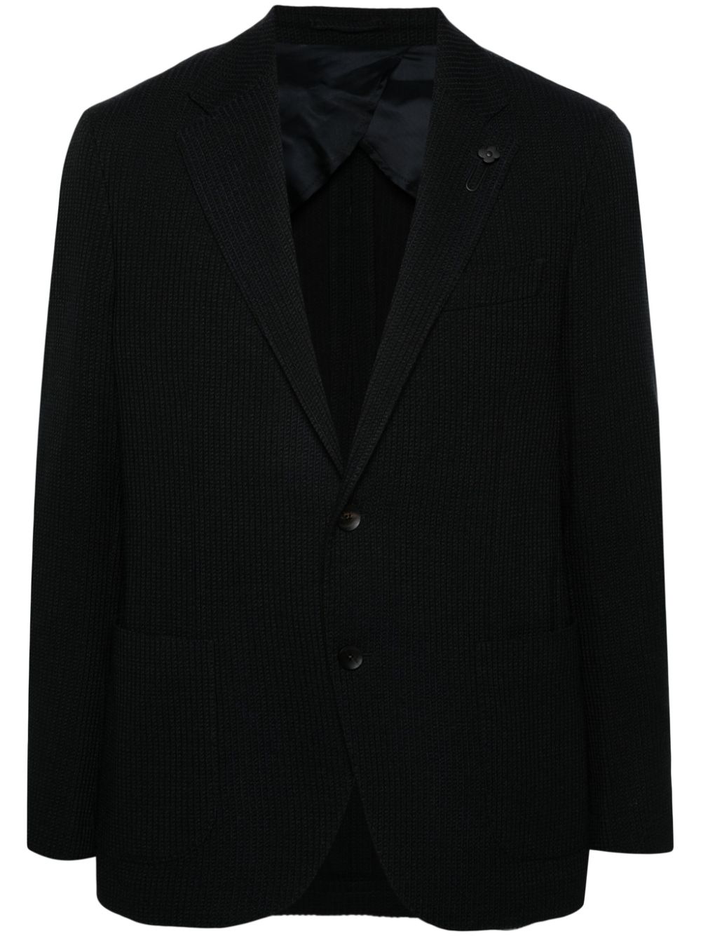 Single-breasted textured blazer - Blue