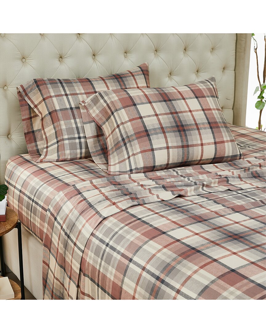 Highland 300 Thread Count Cotton Extra Deep Pocket  Plaid Sheet Set