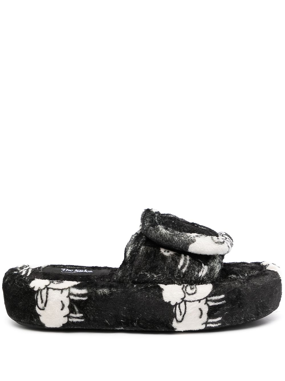 Sheep-pattern terry slipper - Black