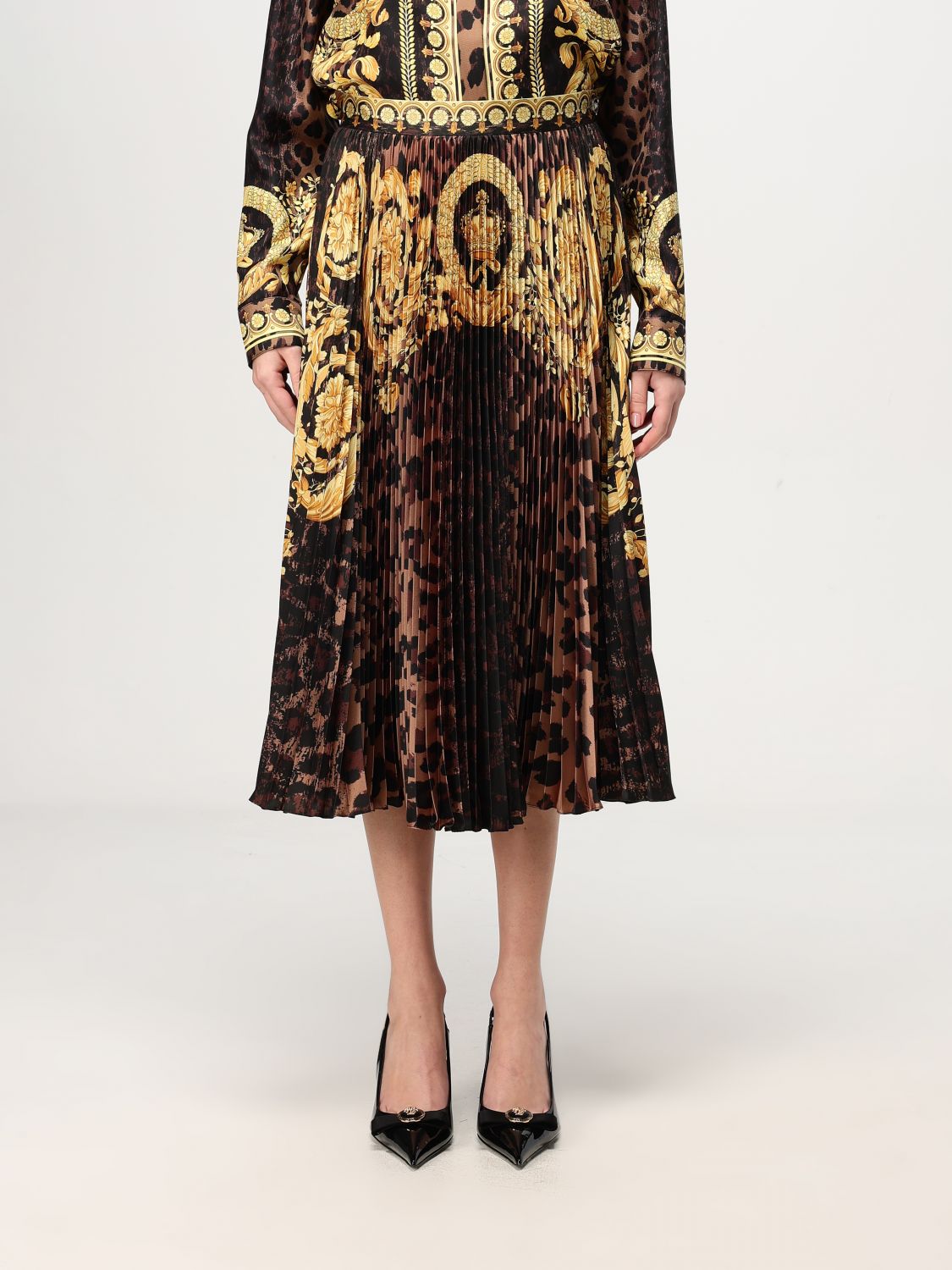 Wild Barocco pleated mini skirt - Brown