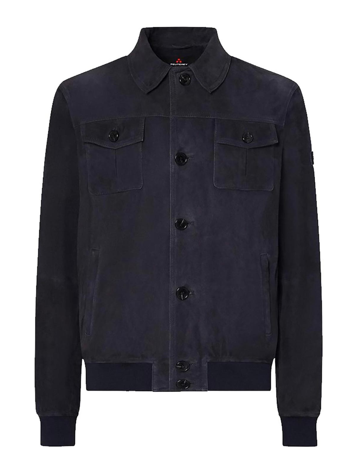 Dark Blue Solid Shirt Collar Jacket