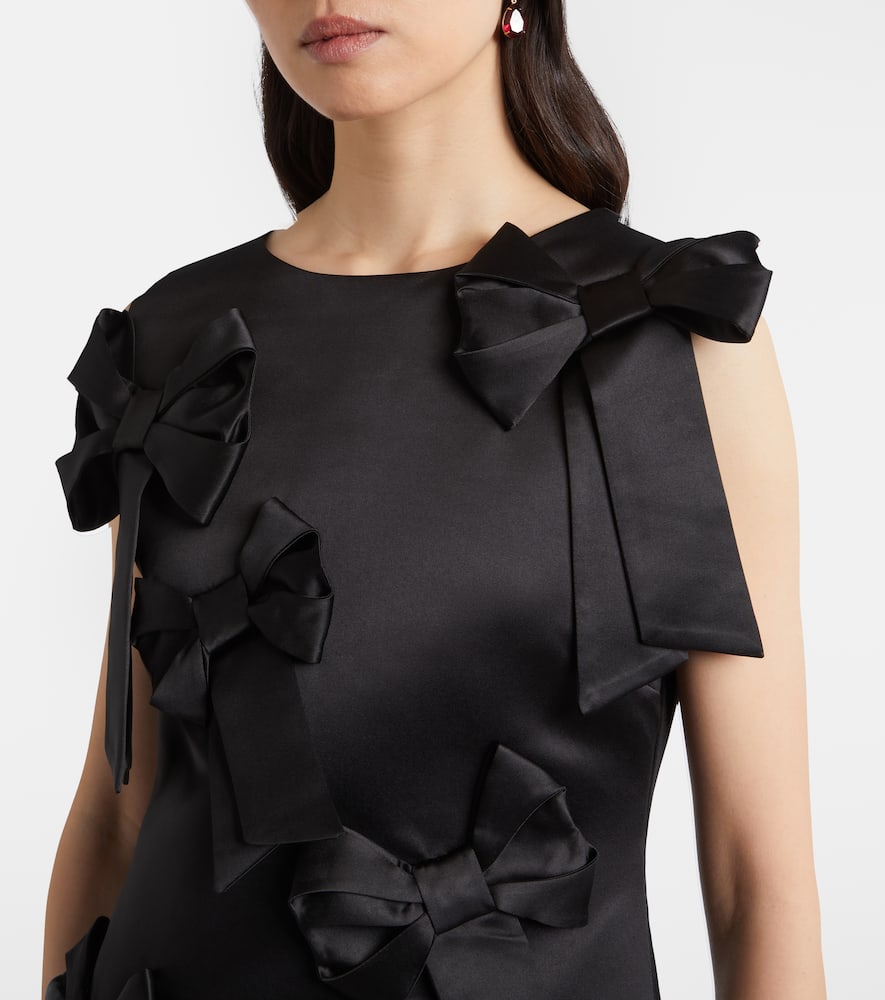 Bow-detail satin cocktail dress