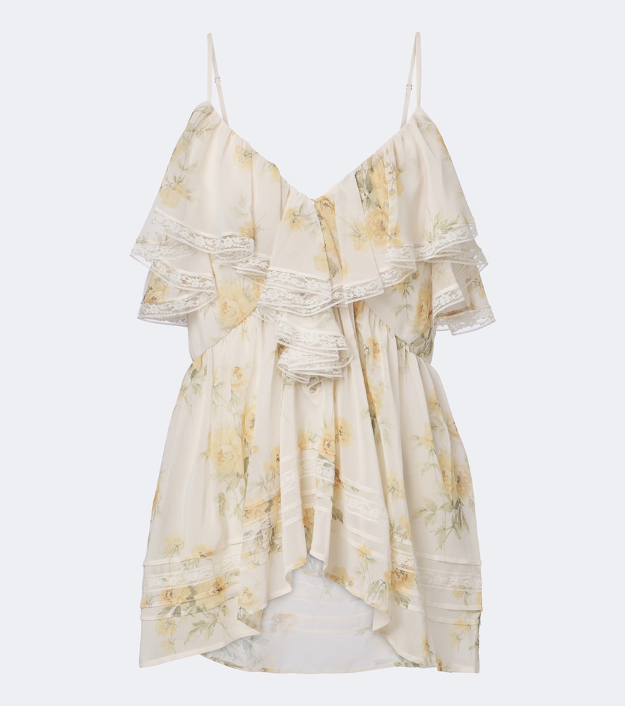 Floral lace-trimmed top
