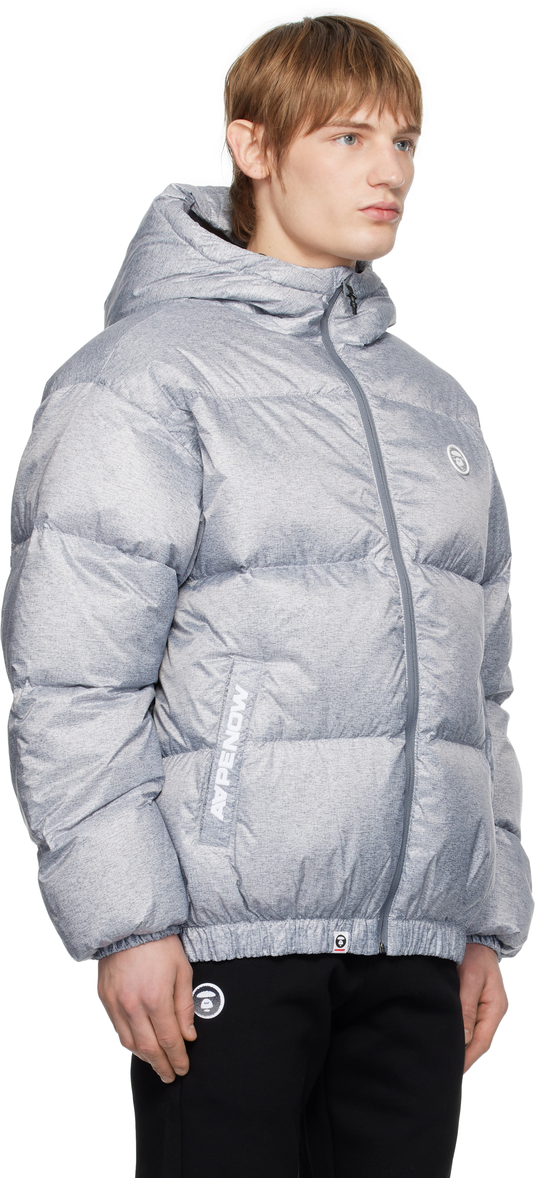 AAPE by A Bathing Ape Gray 'AAPE NOW' Down Jacket
