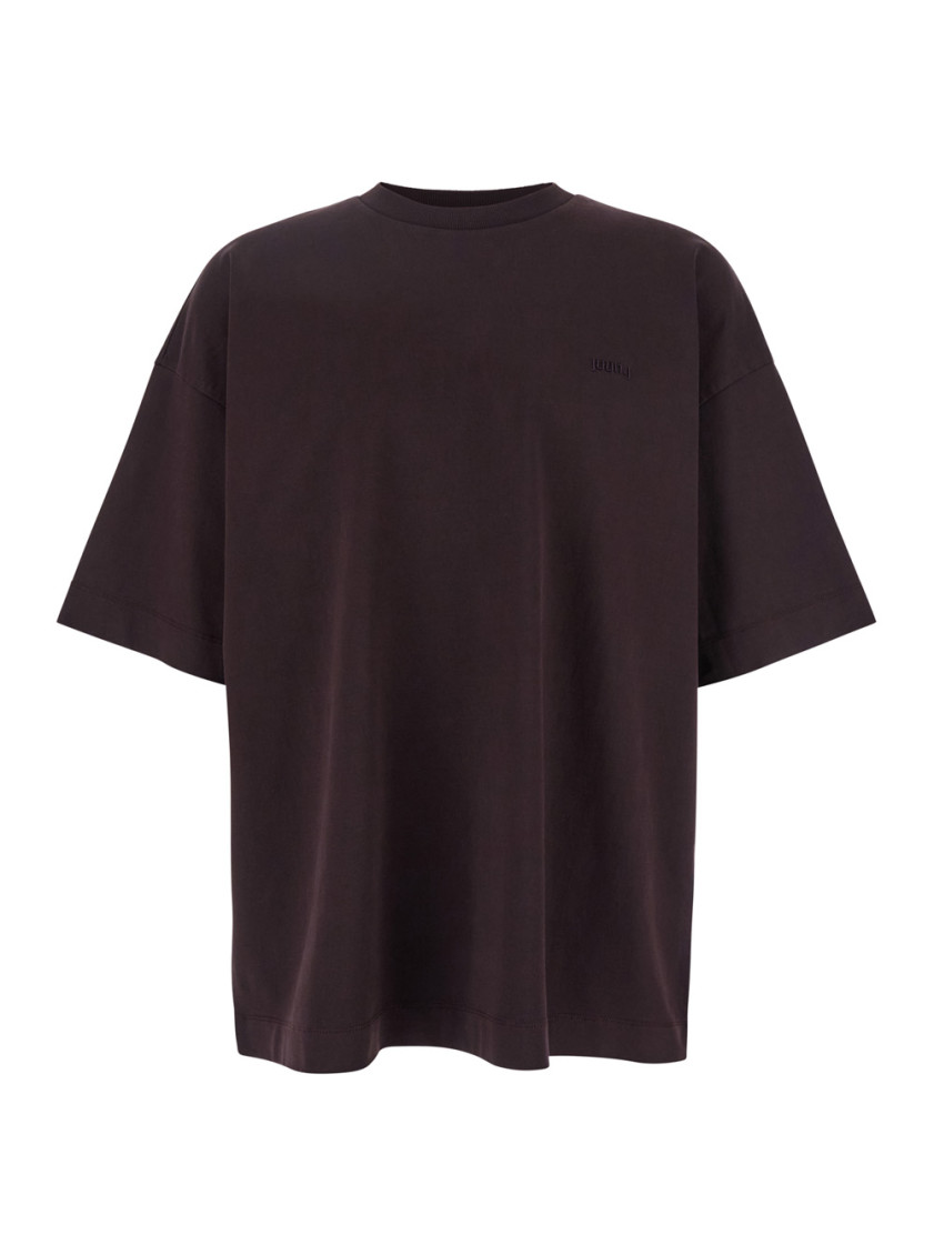 Juun. J Bordeaux T-shirt With Logo Embroidered On The Front And Print On The Back In Cotton Man