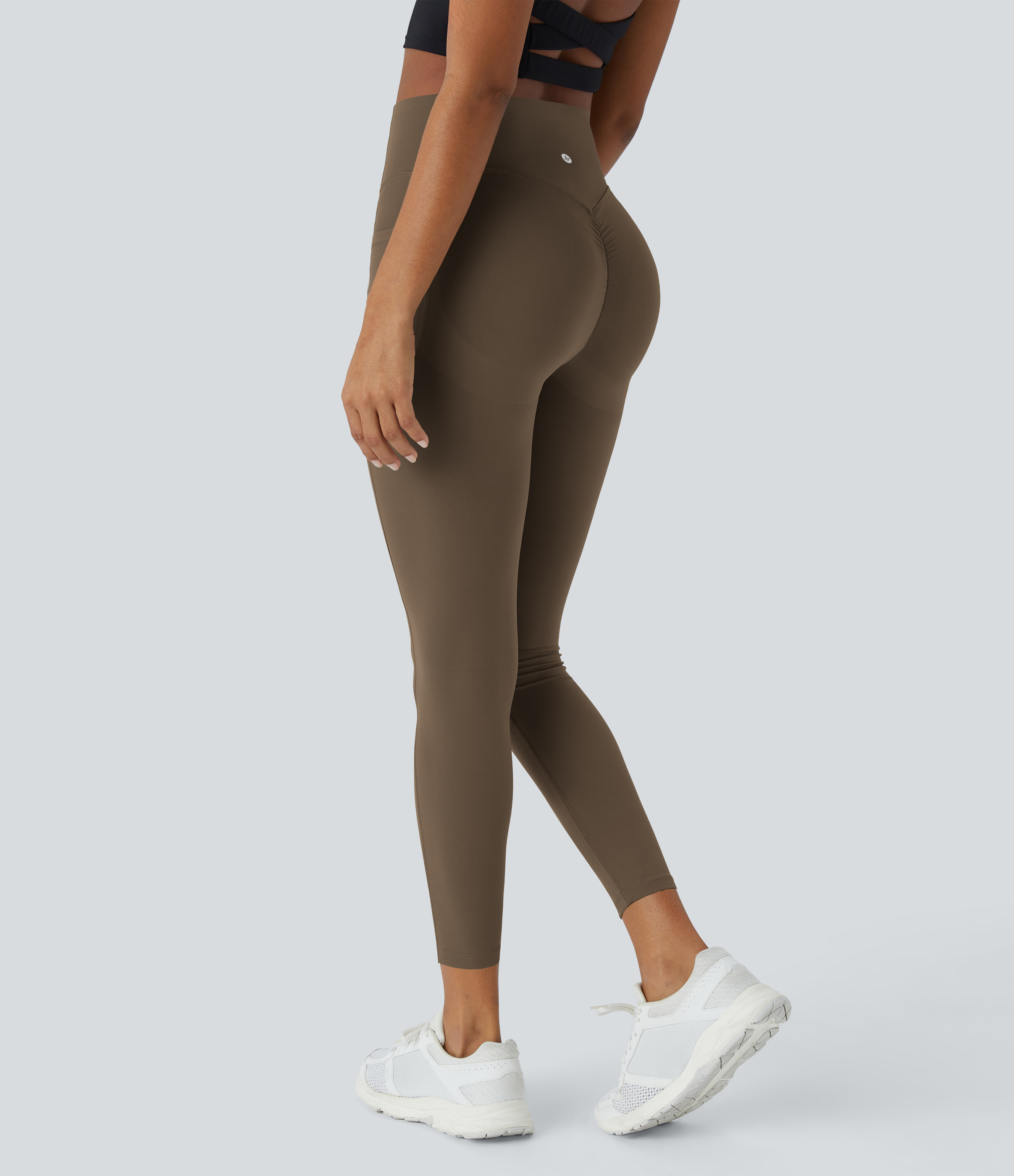 UltraSculpt™ SoCinched High Waisted Scrunch Butt Lifting Tummy Control Pocket Shaping Training Leggings  - Thick Earthy Brown