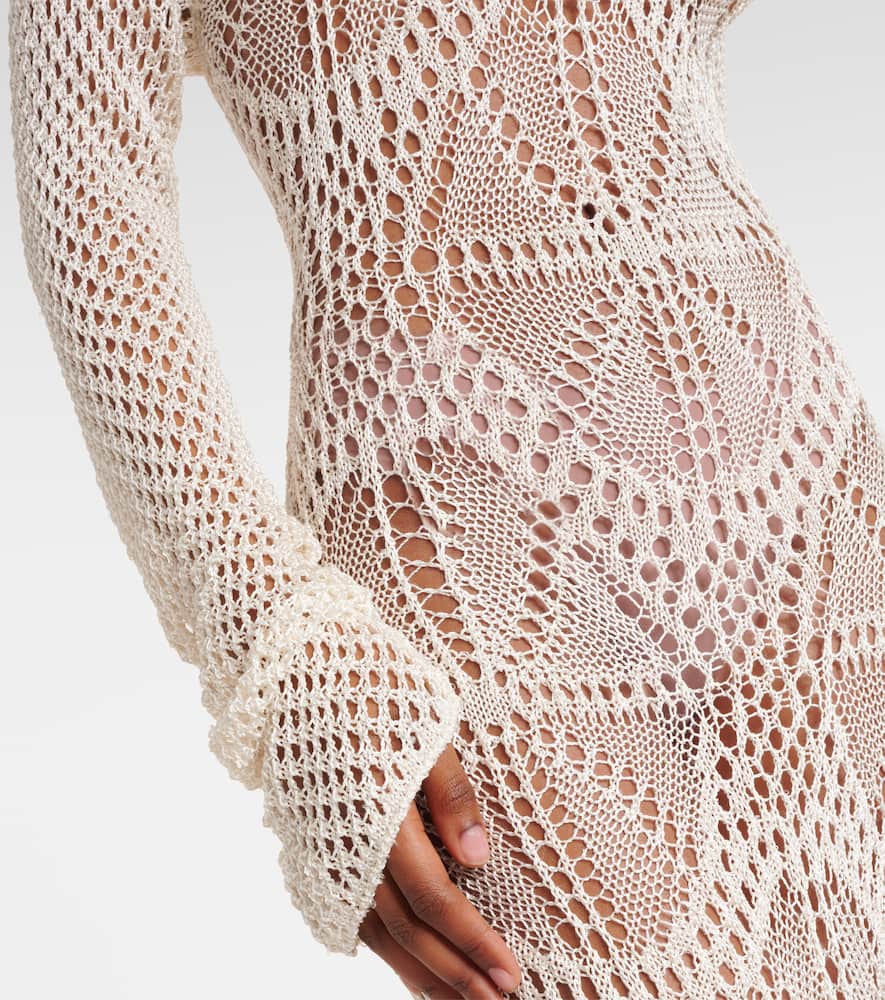 Fringed crochet maxi dress