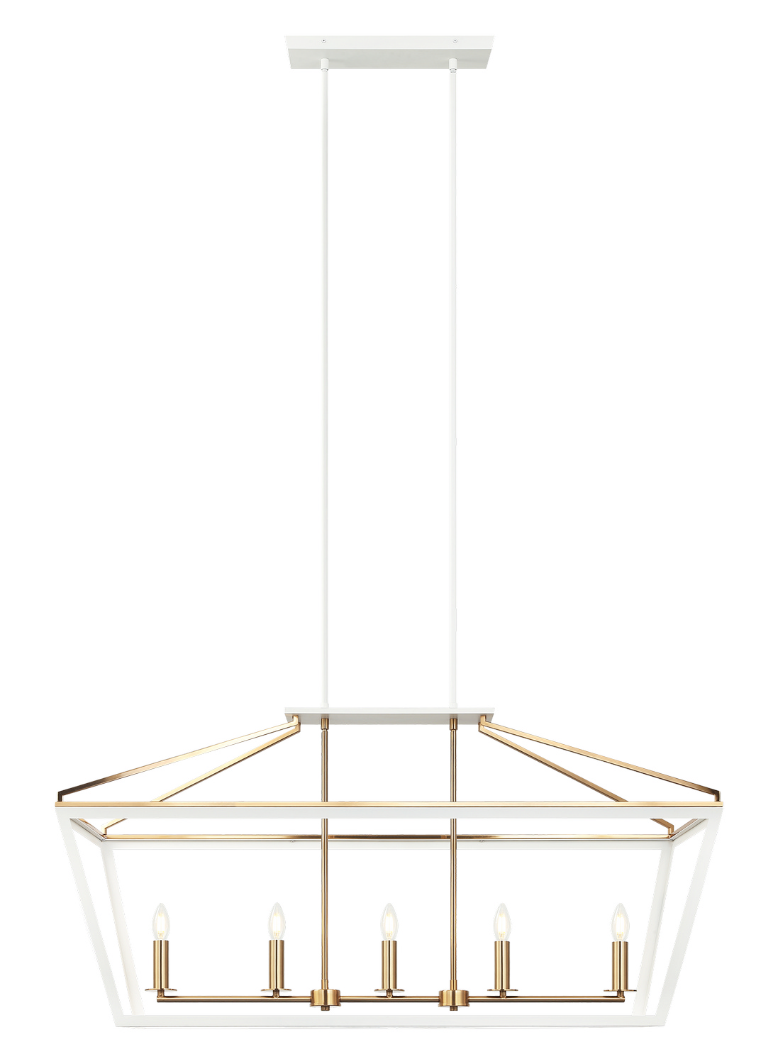 Mavonshire 5-Light Chandelier in White with Aged Gold Bra