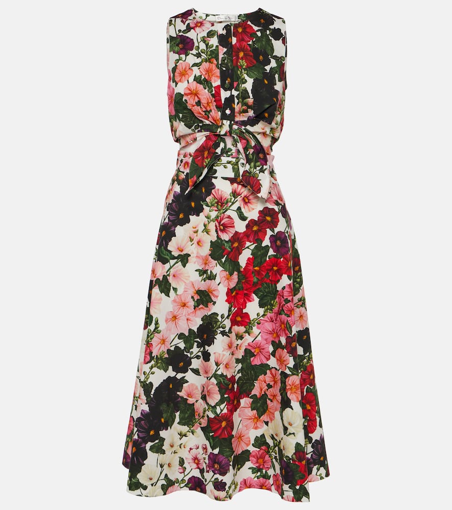 Floral cotton-blend midi dress