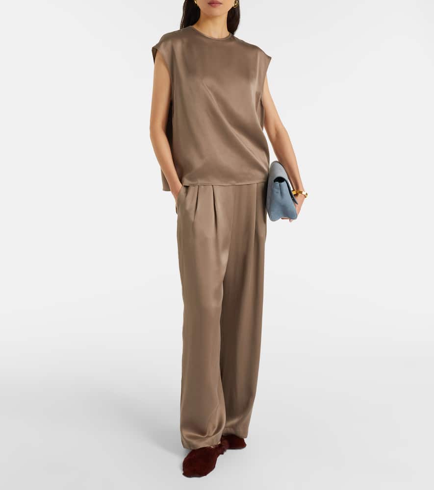 Isola silk charmeuse wide-leg pants
