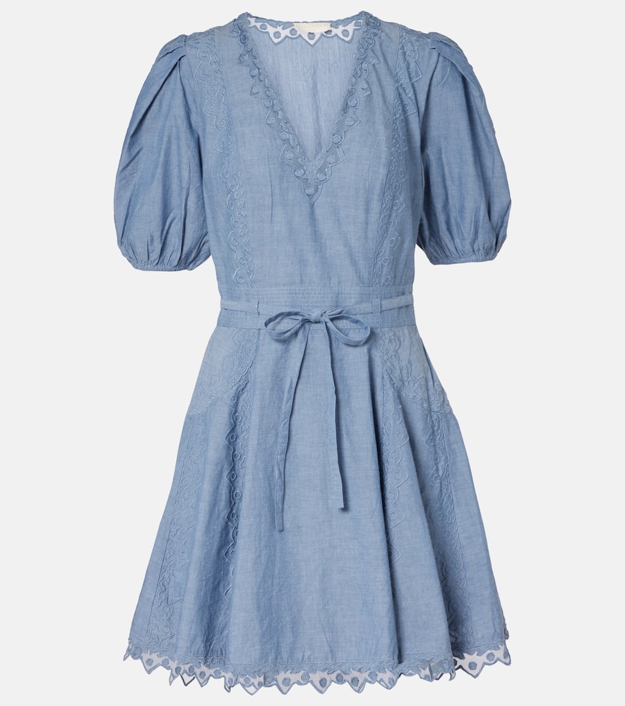 Camila lace-trimmed cotton minidress