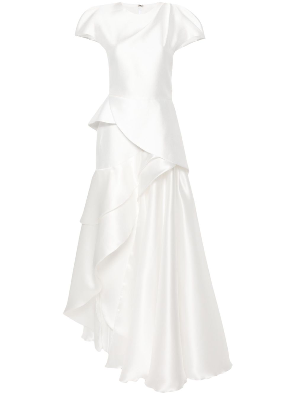 Asymmetric satin skirt set - White