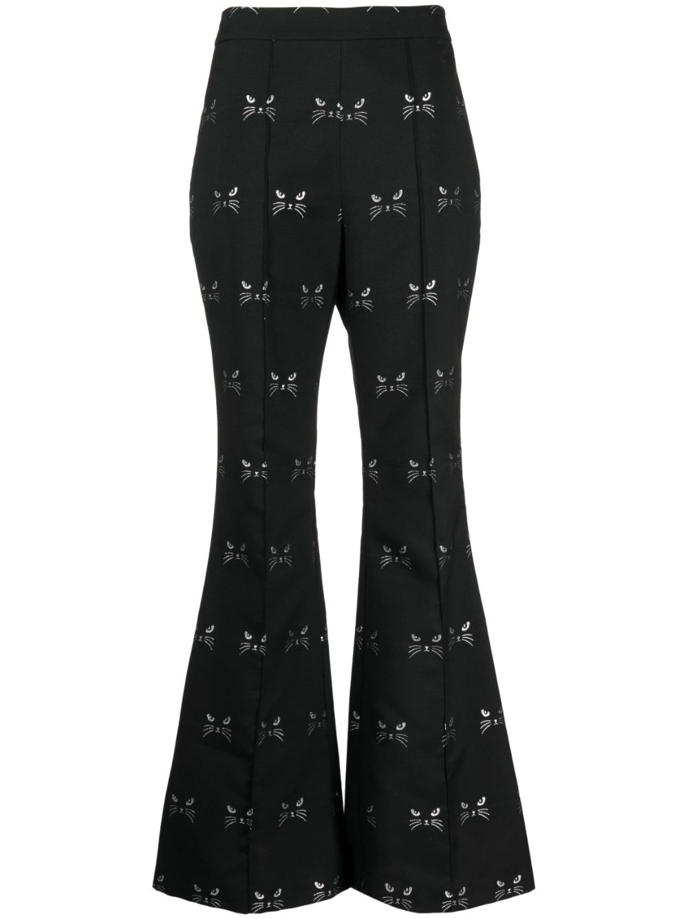 Circa 72 patterned jacquard flared trousers - Black