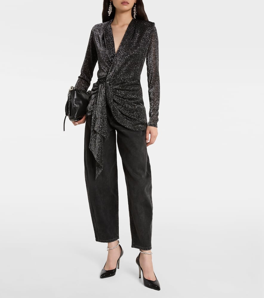 Cinay lamé wrap top