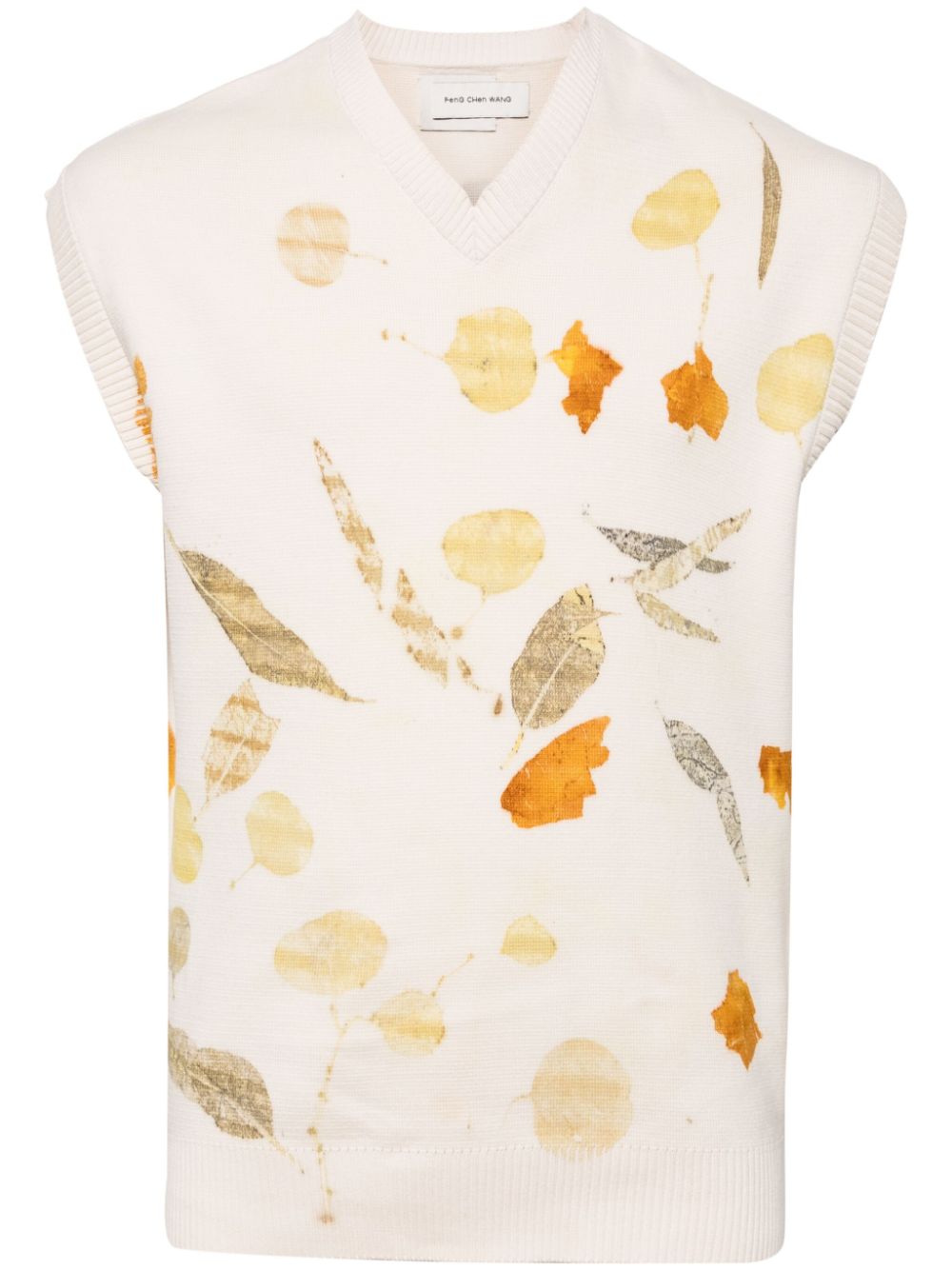 Graphic-print knitted vest - Neutrals