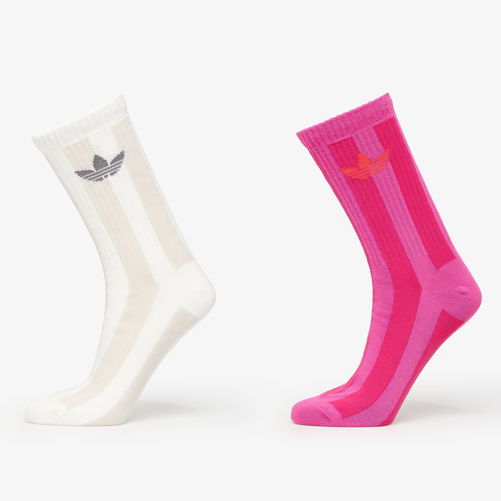 Adidas Striped Crew Socks 2-Pack Off White/ Signal Green