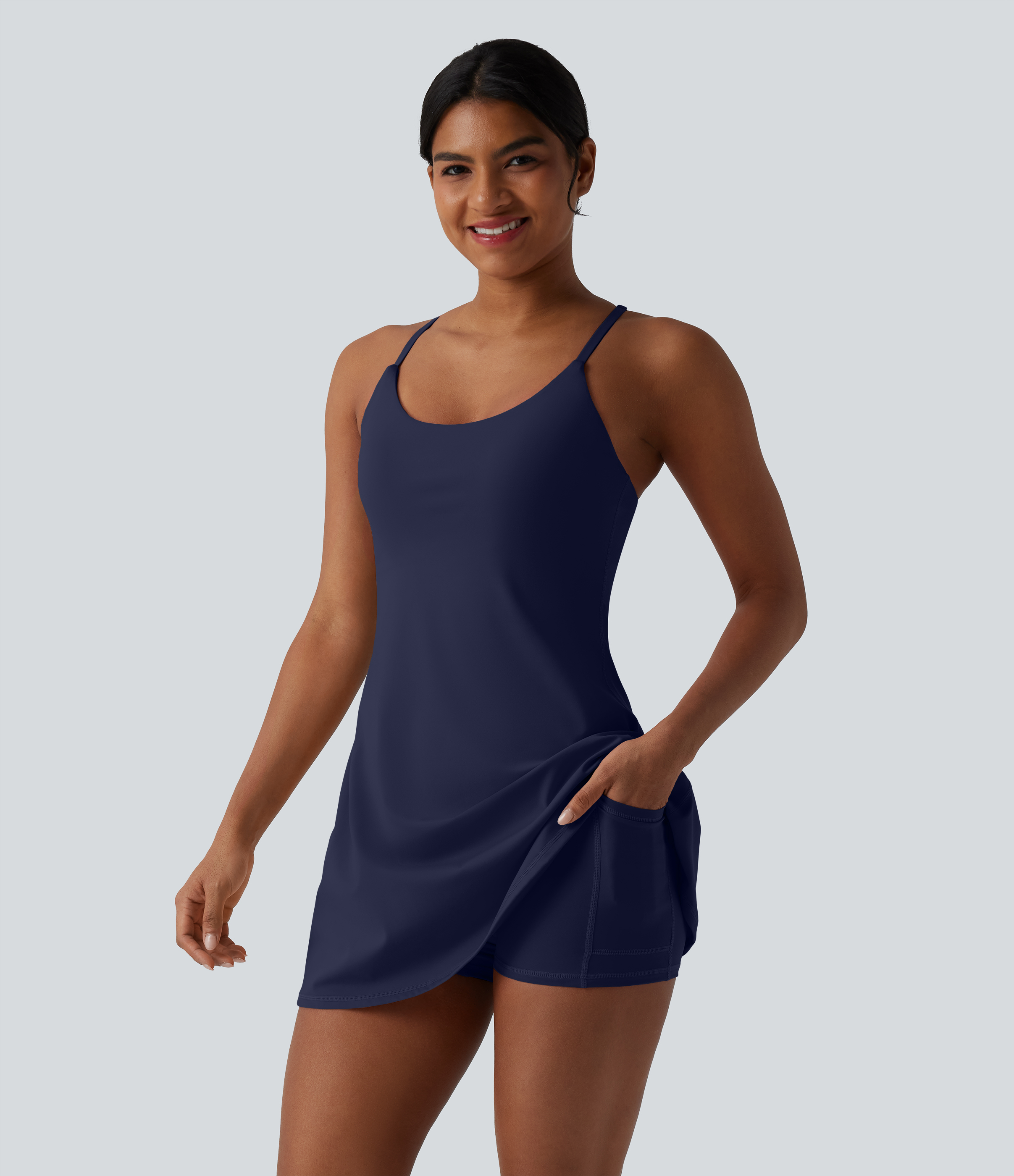 Softlyzero™ Plush Tummy Control Active Dress with Pockets-Easy Peezy Edition Workout Dress - Peacoat