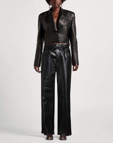Nanushka Woman Pants Black Size L Polyester, Polyurethane, Leather, Polyamide